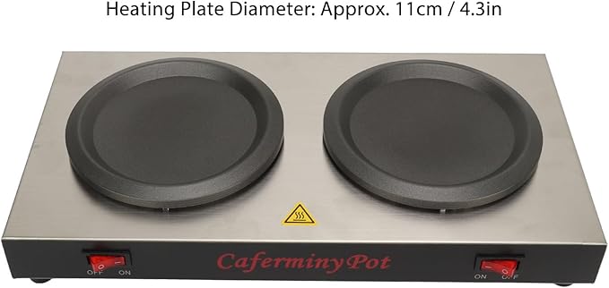 Commercial Double Coffee Warmer, Dual Decanter Warmer Plate Coffee Pot Warmer Stainless Steel Portable Standard Decanter Warmer for Cafe Break Room (US Plug 110V)