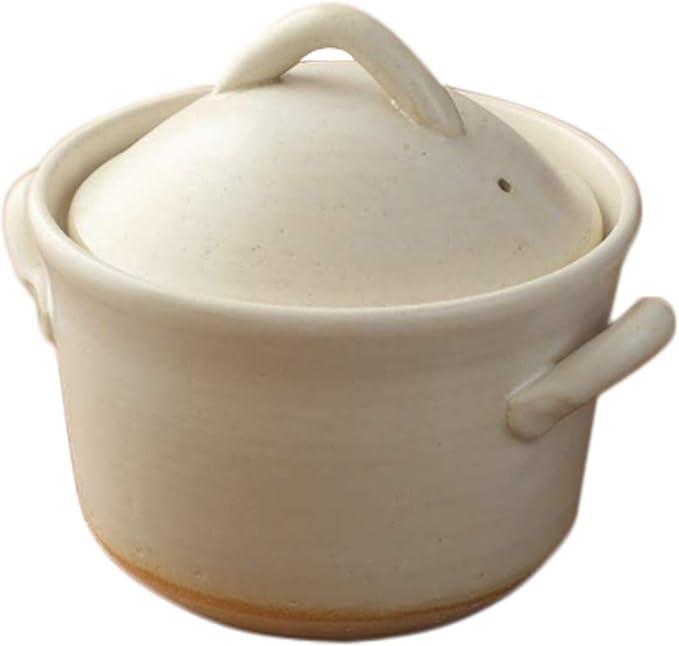 Japanese Donabe Cocer Rice Cooking Pot, 3 Go, 2200cc, White