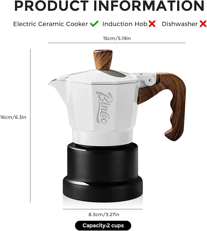 Bincoo Three Valve Espresso Maker Stovetop,Camping Moka Pot 2 Cup/120ML,Stove Top Espresso Italian Coffee Maker