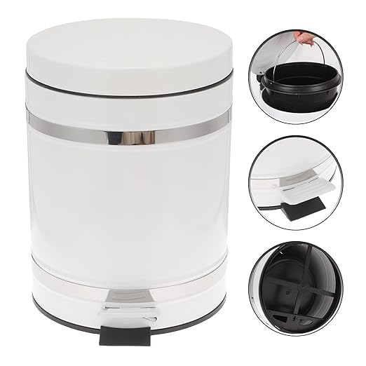 Multi-Function Pedal Trash Can with Lid, 12l Iron Wastebasket for Bathroom and Office, Industrial Style Household Garbage Bin with Foot Press for Kitchen and Toilet Use