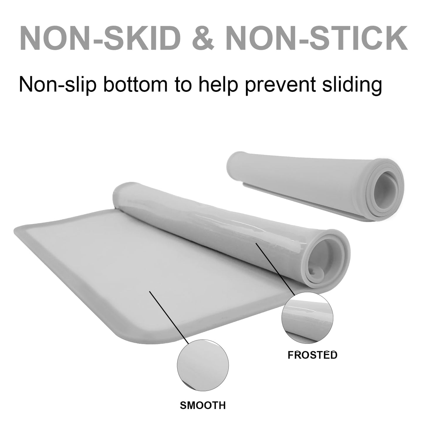 Silicone Placemats for Toddlers Thicker Version, Non-Slip Reusable Kids Placemats for Dining Table, Stain-Proof Baby Table Mat for Restaurants 4 Packs (Light Gray&Dark Gray)