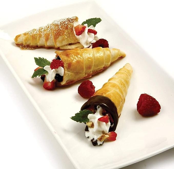 Joyeee 10 Pieces Pastry Cream Horn Molds, Stainless Steel Cannoli Tubes Puff Waffle Cone Pastry Roll Horn, 5 Inch Large Size Croissant Mold Brioche Pans Kitchen Baking Tool, Pastry Baking Molds