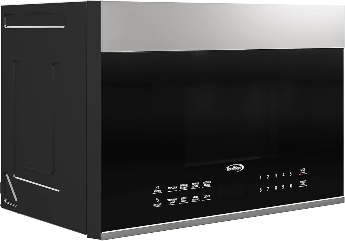 KoolMore KM-MOT-OP1SS 24 inch Over The Range Stainless Steel Microwave, 300 CFM Vent Hood Function cu.ft, 24 in/1.3 Cu. Ft, Black