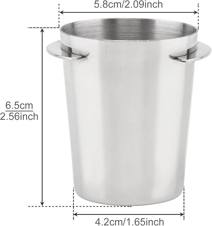 Coffee Dosing Cup 54mm, Espresso Coffee Dosing Cup, Stainless Steel Dosing Cup Compatible with All 58mm Portafilter,Coffee Powder Cup, Coffee Powder Feeder (1, Silver, 54mm)