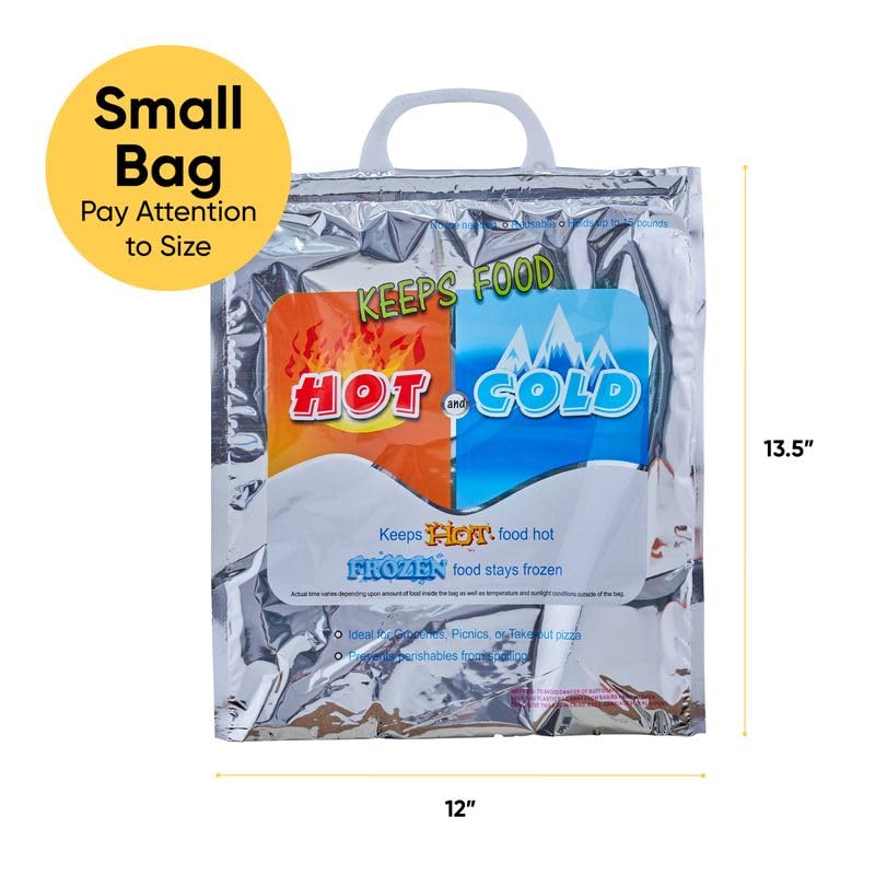 Superio Hot and Cold Insulated Bags for Food Delivery, Grocery Shopping Bags, Food Storage for Hot and Frozen Food for Travel, Disposable Cooler Bag, Reinforced Thermal Lunch Bag (1, 12"x13.5")