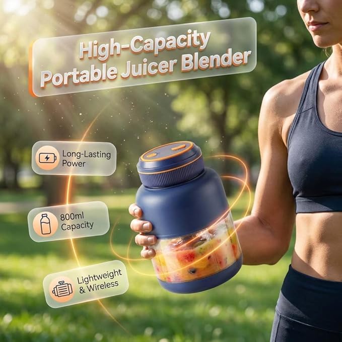 Portable Wireless Juicer Cup, 44oz Personal Blender for Shakes and Smoothies, USB-C Rechargeable Cordless Travel Blender with Leakproof Drinking Lid, BPA-Free Cup for Gym Office Outdoor (White-28 Oz)