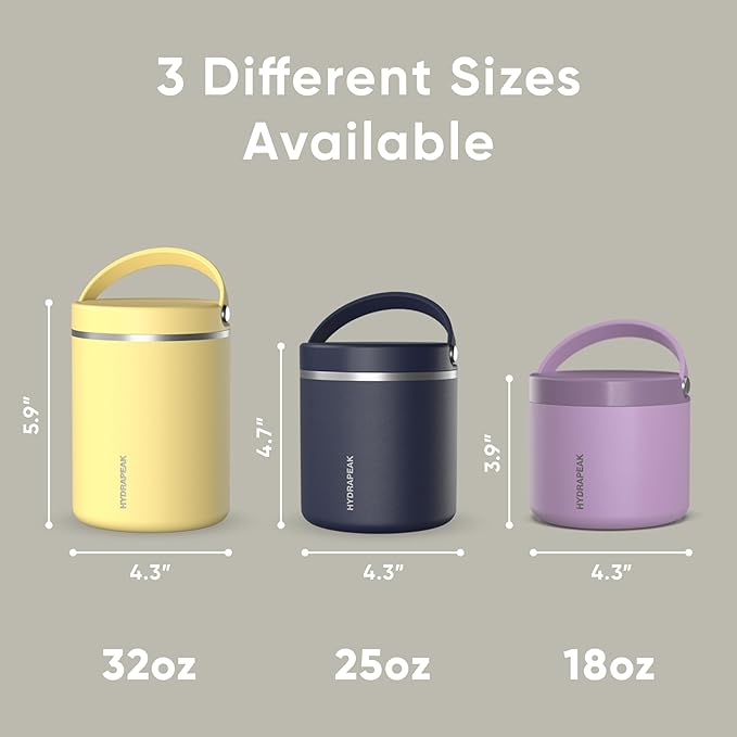 Hydrapeak 25oz Stainless Steel Vacuum Insulated Food Jar for Hot Food and Cold Food, Wide Mouth Leak-Proof Soup Jar for Adults, 10 Hours Hot and 16 Hours Cold (Ivory)