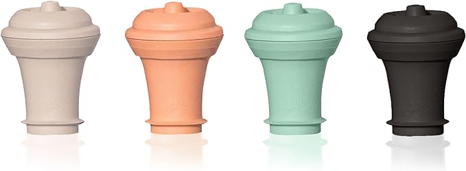Vacu Vin Wine Saver Loop - Designed and Made in the Netherlands - Vacuum Wine Stopper Keeps Your Wine Fresh for up to 10 Days - Reusable, Made with 98% Recycled Material - 1 Pump, 5 Stoppers, Terra