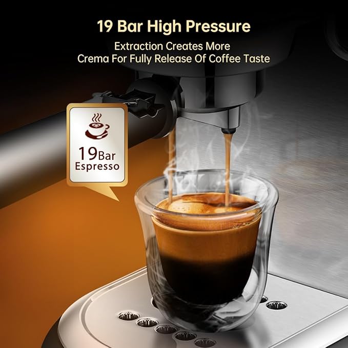 Semi-auto Stainless Steel Household Coffee Machine 19 Capsules Superfine Capsule Powder Coffee Machine Cappuccino and Espresso H11 (Color : H11 SR, Size : CHINA_US)