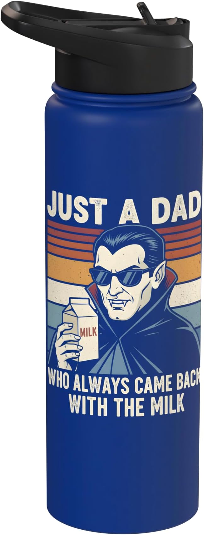 Vampire Dad Who Always Came Back With The Milk Retro Sunset Stainless Steel Insulated Water Bottle