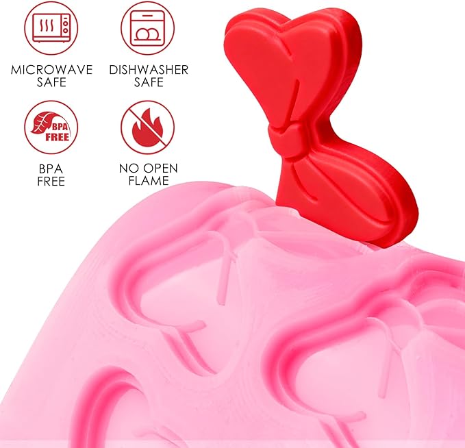 Puyeipt 4 Pcs Bow Silicone Mold, Mini Bows Fondant Molds, Chocolate Candy Silicone Molds for Cupcake Topper, Cake Pop Decoration and Clay Craft Making