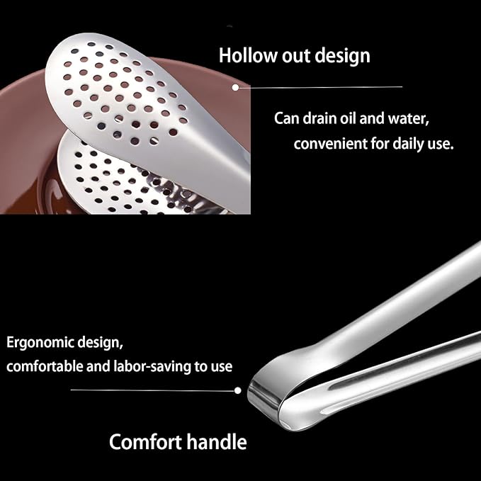 12-Piece Mini Stainless Steel Salad Tongs - 5 Inch Small Tongs for Serving Food, Mini Serving Utensils for Appetizers, Party, Coffee, Desserts (Silver)