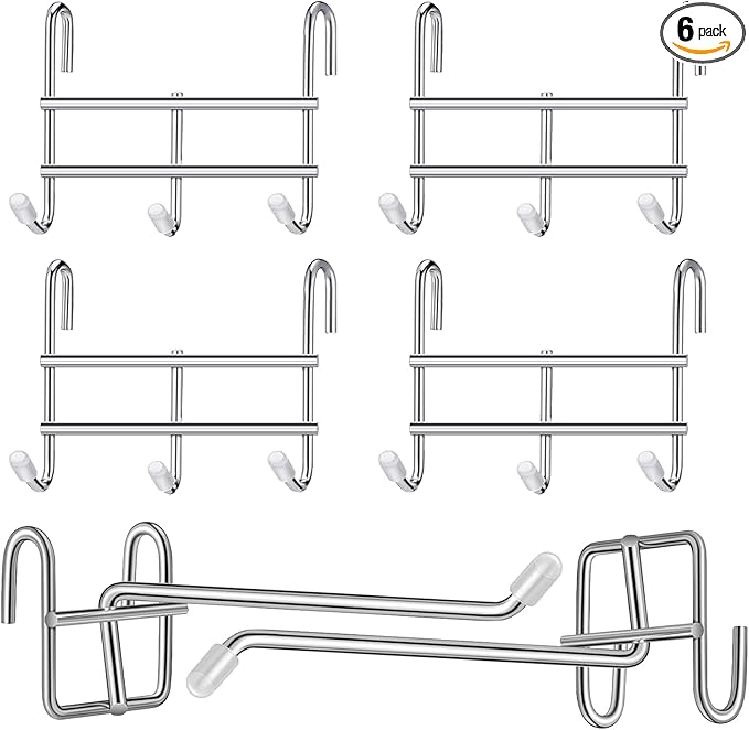 Hooks for Wire Shelving, Multi-Purpose Durable Hanging Wire Shelving Hooks with Rubber Cover for Wall Grid Panels (6 Pack)