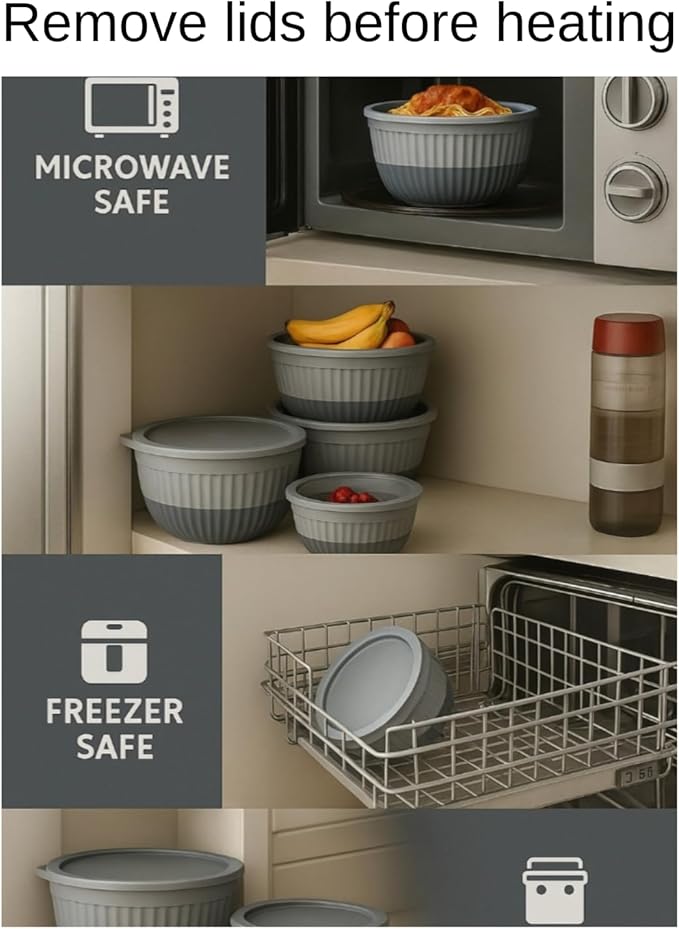 Mixing Bowls with Lids, 8-Piece Airtight Leak-Proof Nesting BPA-Free Bowl Set for Kitchen & Food Storage, Large 4200ml Capacity, Microwave & Dishwasher Safe