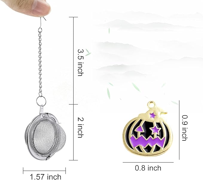 Halloween Stainless Steel Mesh Tea Infuser, 2.1 inch Tea Ball with Pumpkin Ornaments Tea Strainer Tea Diffuser Tea Steeper for Filtering Tea,Tea Infusers for Loose Tea (Halloween Pumpkin, 2PC)