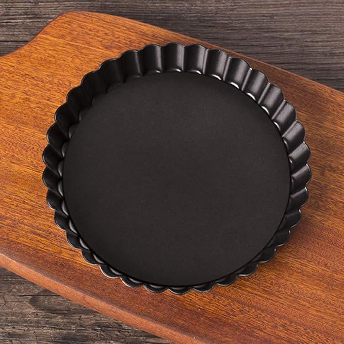 Non-sticks 6 Inches Quiche Tart Pan, Removable Loose Bottom Tart Pie, Round Fluted Tart Tins Baking Pan Mould Tray for Creating Creamy Cheese Cakes, Chocolate Tarts, Fruit Tart Pies