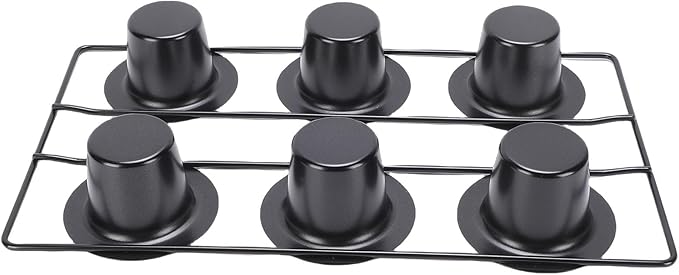 Bewinner 6 Cup Non Stick Popover Pan | Carbon Steel Bakeware for Muffins, Cupcakes & Pudding, Easy, Dishwasher Safe