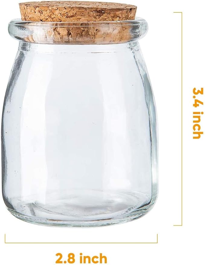 Glass Mini Yogurt Jars 40 Pack, 7 oz Favor Jars With Cork Lids, Pudding Containers, Mason Wedding Favors Honey Pot With Label Tags and String