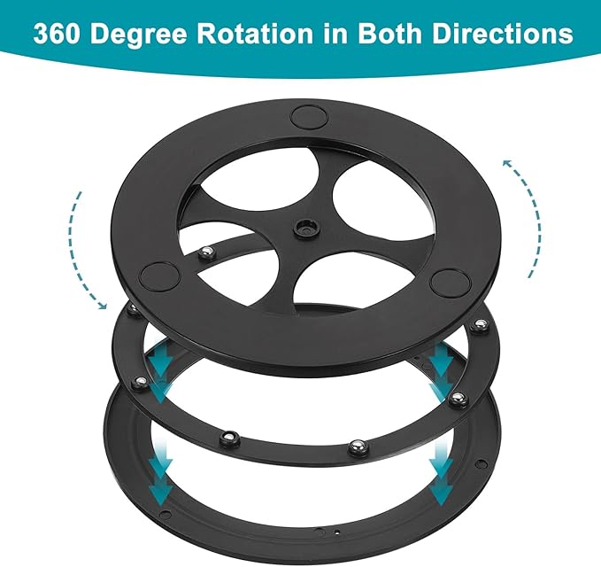 uxcell 4 Pcs Lazy Susan, 9 Inch Turntable Organizer 360 Degree Rotating Ball Bearing Turntable Organizer with Base for Kitchen Cabinet Pantry Organization and Storage, Black