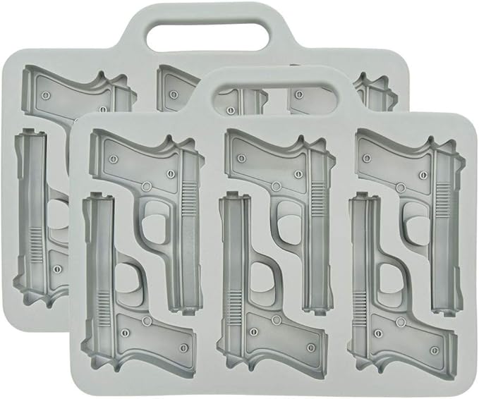 Handgun Ice Cube Tray, 2 Pack - Fairly Odd Novelties - Fun Gun Military Novelty Mold White Elephant Gift