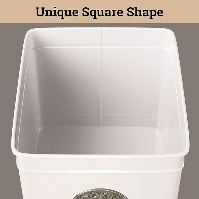 Cookie Jar with Airtight Lid - 1 Gallon - 6"D x 8"H White Iron Cookie Tin with Bamboo Lid - Large Cookie Jars with Lids Airtight - Farmhouse Cookie Jars for Kitchen Counter Decorative - Cookies Jar