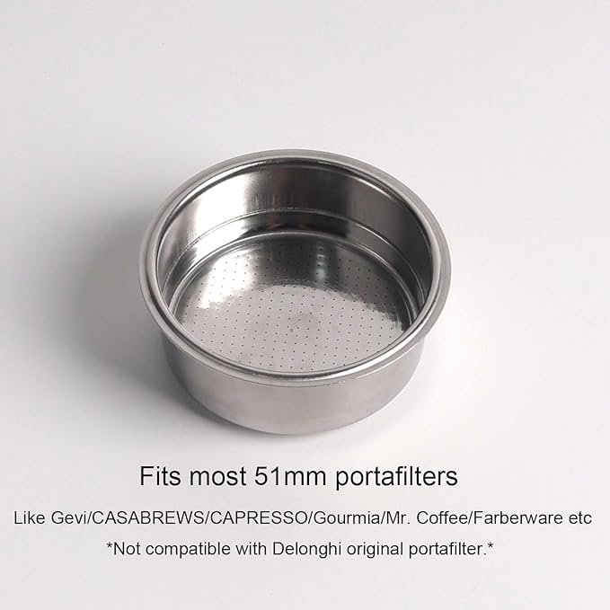 CAPFEI 51mm Pressurized Filter Basket Compatible with Gevi/CASABREWS/CAPRESSO - Dual Wall Filter Basket - 2 Cups Capacity