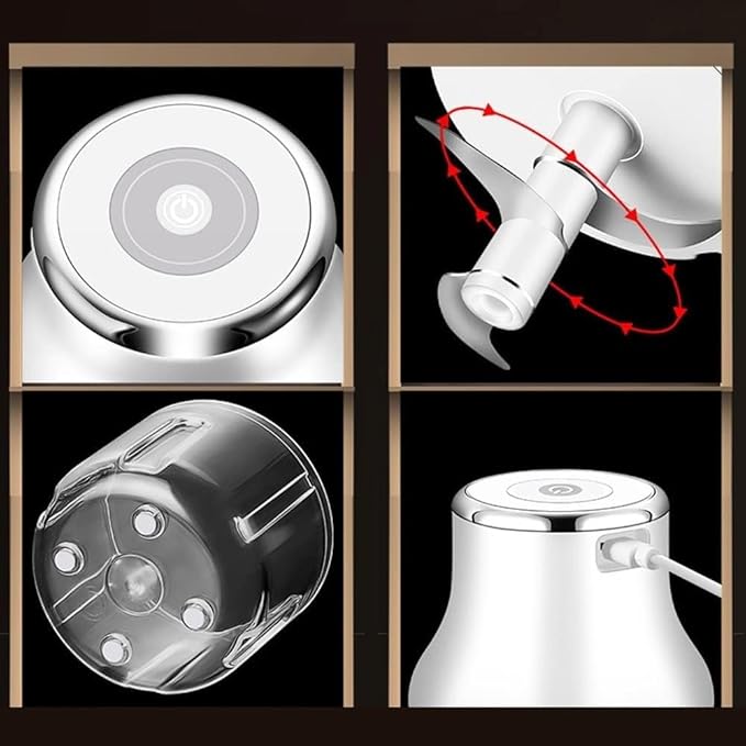 Electric Garlic Chopper, Mini Portable Food Chopper for Garlic Onion, USB Chargable Powerful Vegetable Chopper Garlic Mincer Garlic Press Small Food Processor for Veggie Meat (Size : Large)