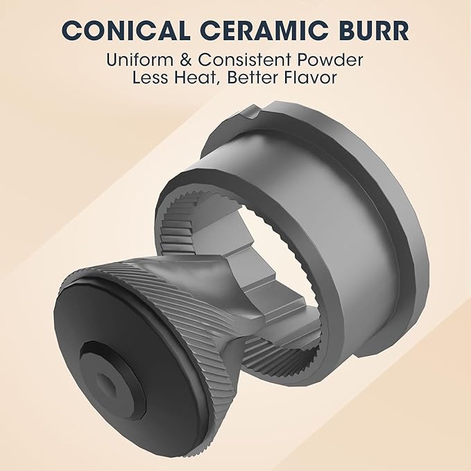 CEVING First Grind-While-Charging Rechargeable Coffee Grinder, 1.7X Faster Grinding with 38 External Adjustable Settings, Conical Ceramic Burrs & 2000mAh Battery, Portable for Travel, Camping, etc.