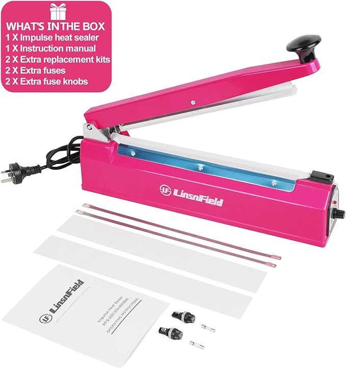 Sealer Pro, Patented 12-inch Impulse Heat Sealer, 7-mm Sealing Width Super Heavy Duty Bag Sealing Machine with Extra 2 Replacements, 1Fuse Included, Dragon Fruit