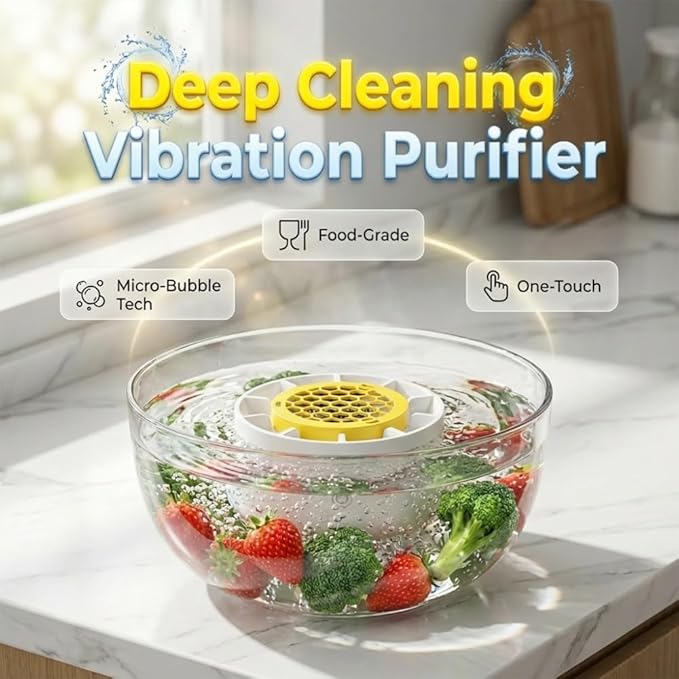Fruit Vegetable Washing Machine, 2026 Upgraded Fruit Cleaner Device, Portable Wireless Food Purifier, with OH-ion Purification Technology, for Cleaning Fruit,Vegetable