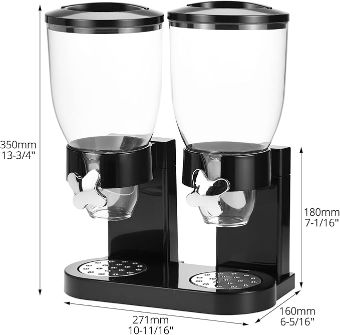 QWORK Double Dry Food Dispenser, 2L Capacity Each, Dry Cereal Grain Dispenser, Keeps Ingredients Fresh