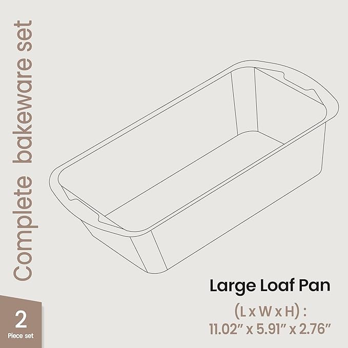 Loaf Pan Set 2-Piece - Deluxe Nonstick Carbon Steel Bakeware for Perfect Bread and Cakes – Dishwasher Safe, Premium Pans for Home Baking