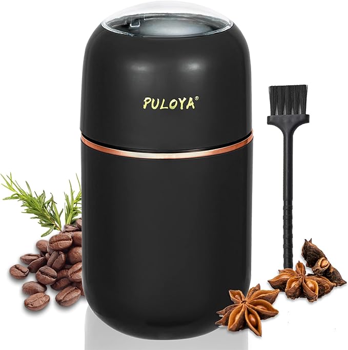 Coffee Grinder Electric for Beans, Spices, Herbs, Grains and Nuts, Stainless Steel Blades, 2.8 oz, Black