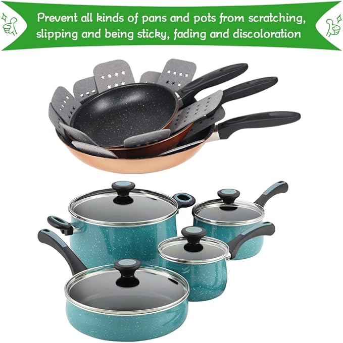 BYKITCHEN Pan Protectors with Stars, Larger & Thicker Pan Separators Protectors, Set of 9 and 3 Different Sizes, Pot Protectors for Stacking and Protecting Your Cookware