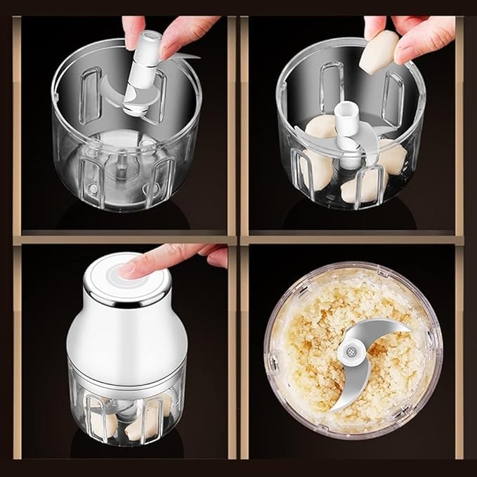 Electric Garlic Chopper, Mini Portable Food Chopper for Garlic Onion, USB Chargable Powerful Vegetable Chopper Garlic Mincer Garlic Press Small Food Processor for Veggie Meat (Size : Large)