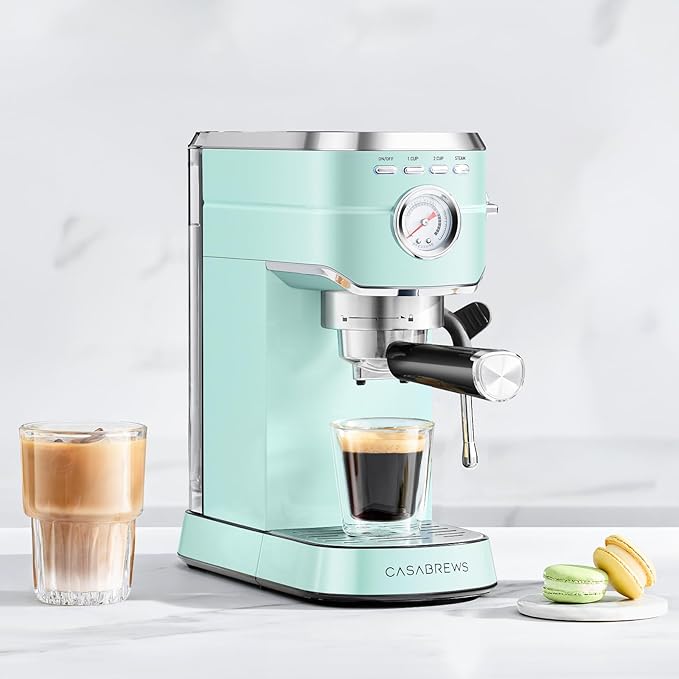 CASABREWS CM5418 Espresso Machine 20 Bar, Compact Espresso Maker with Steam Milk Frother, Stainless Steel Coffee Machine with 34oz Removable Water Tank for Cappuccino Latte, Pastel Green