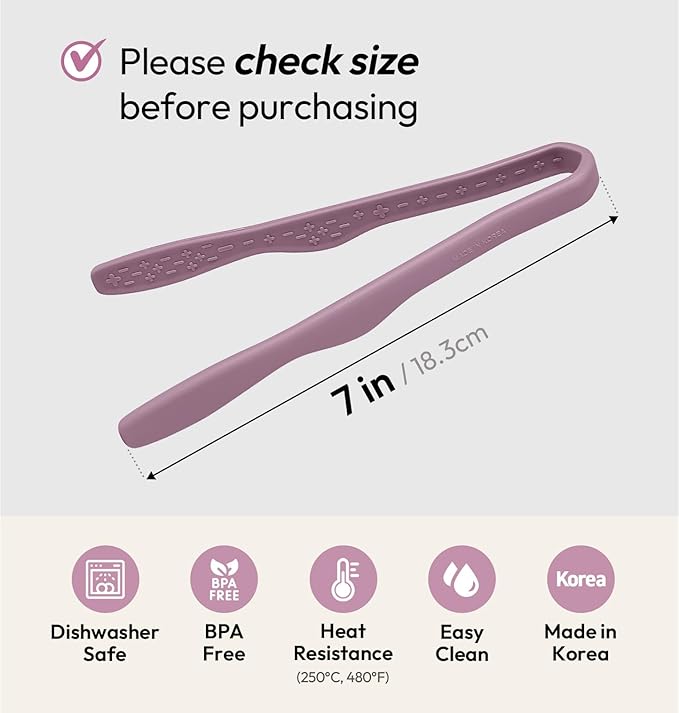 carrotez Mini Silicone Toaster Tongs, Anti-Slip,Non-Scratch Mini tongs 7 Inch - Pink