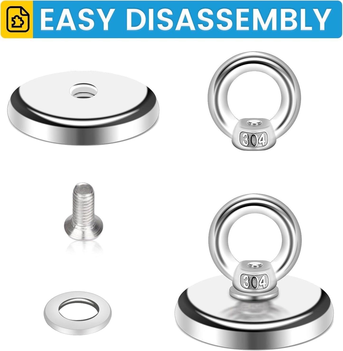 Magnetic Hooks, 100 LB（45KG） Heavy Duty Magnetic Hooks with Countersunk Hole Eyebolt, Perfect for Home, Kitchen, Workplace, Office and Garage, Pack of 25