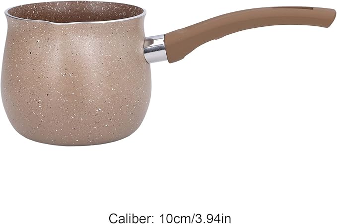 Single Handle Coffee, Pot Mini Milk Pan Aluminum turkish coffee pot Warmer Boiling Alloy Non Stick Anti Scalding for CookingBrown (Brown)