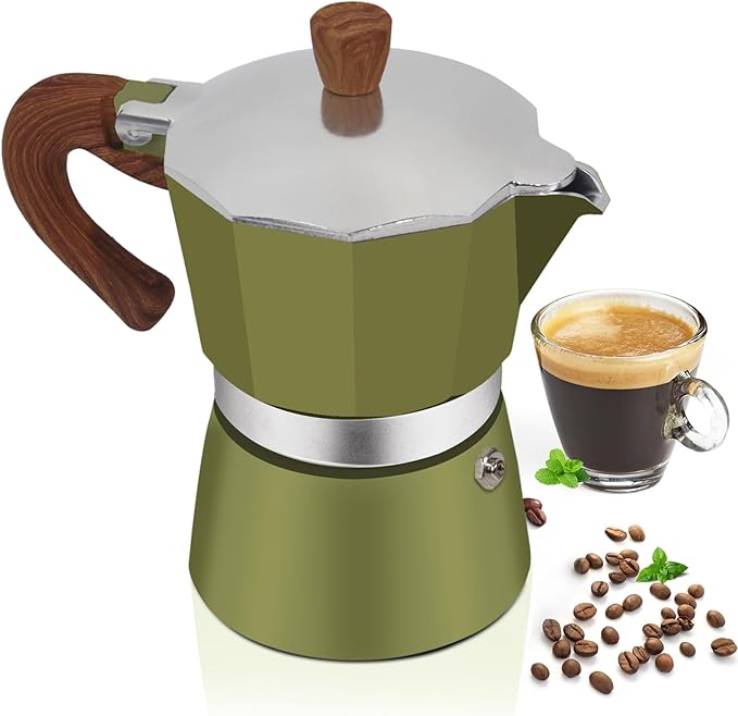 Aluminum 9 Cup 450ml Moka Pot Express Coffee Maker Stovetop Espresso Colorful Coffeemaker Italian Classic Style Brewing Greca Cafe Mocha Machine for Cafeteras Lover Camping Travel and Home Use 15oz