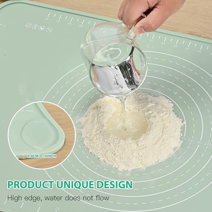 Silicone Pastry Mat 32"*24" Extra Thick Non Stick Baking Mat Food Grade Silicone Dough Rolling Mat with Edge Heightening Large