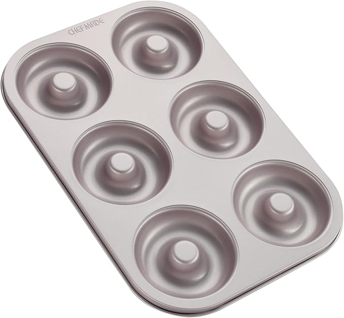 CHEFMADE Donut Mold Cake Pan, 6-Cavity Non-Stick Ring Doughnut Bakeware for Oven Baking (Champagne Gold)
