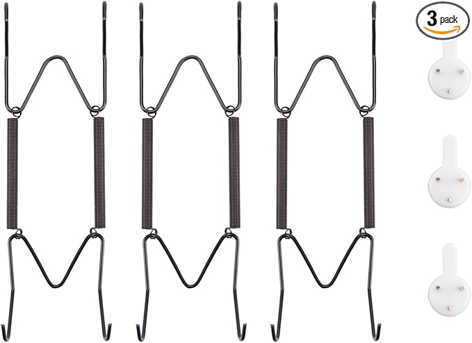 3 Pack Plate Hangers for The Wall, Suitable for 6-8 inch Art Plate, Stainless Steel Invisible Heavy Duty Wire Plate Holder with Wall Hooks, Plate Hangers for Displaying Plates, Platter, Dish, Black