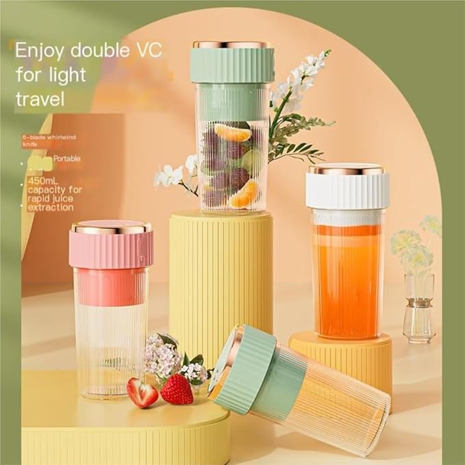 Portable 450ml Rechargeable Juicing Cup - USB - C Charging, 6 - Blade Design For Effortless Blending, Ideal For Home & Travel -Portable Juice Cup(White)
