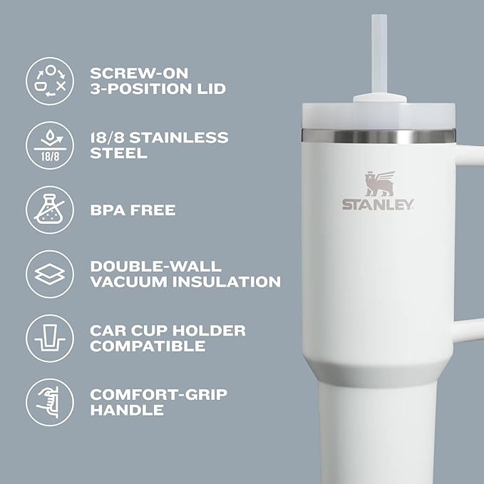 STANLEY Quencher H2.0 Tumbler with Handle and Straw 20 oz | Flowstate 3-Position Lid | Cup Holder Compatible for Travel | Insulated Stainless Steel Cup | BPA-Free | Spring Green
