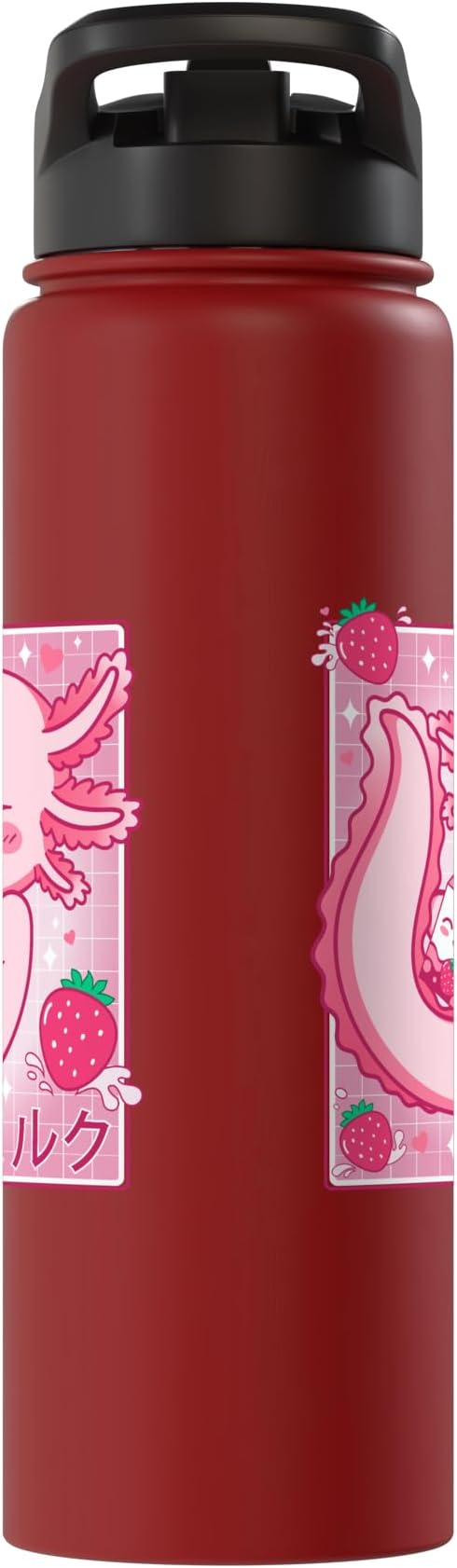 Kawaii Axolotl Strawberry Milk Shake Carton Japanese Anime Stainless Steel Insulated Water Bottle