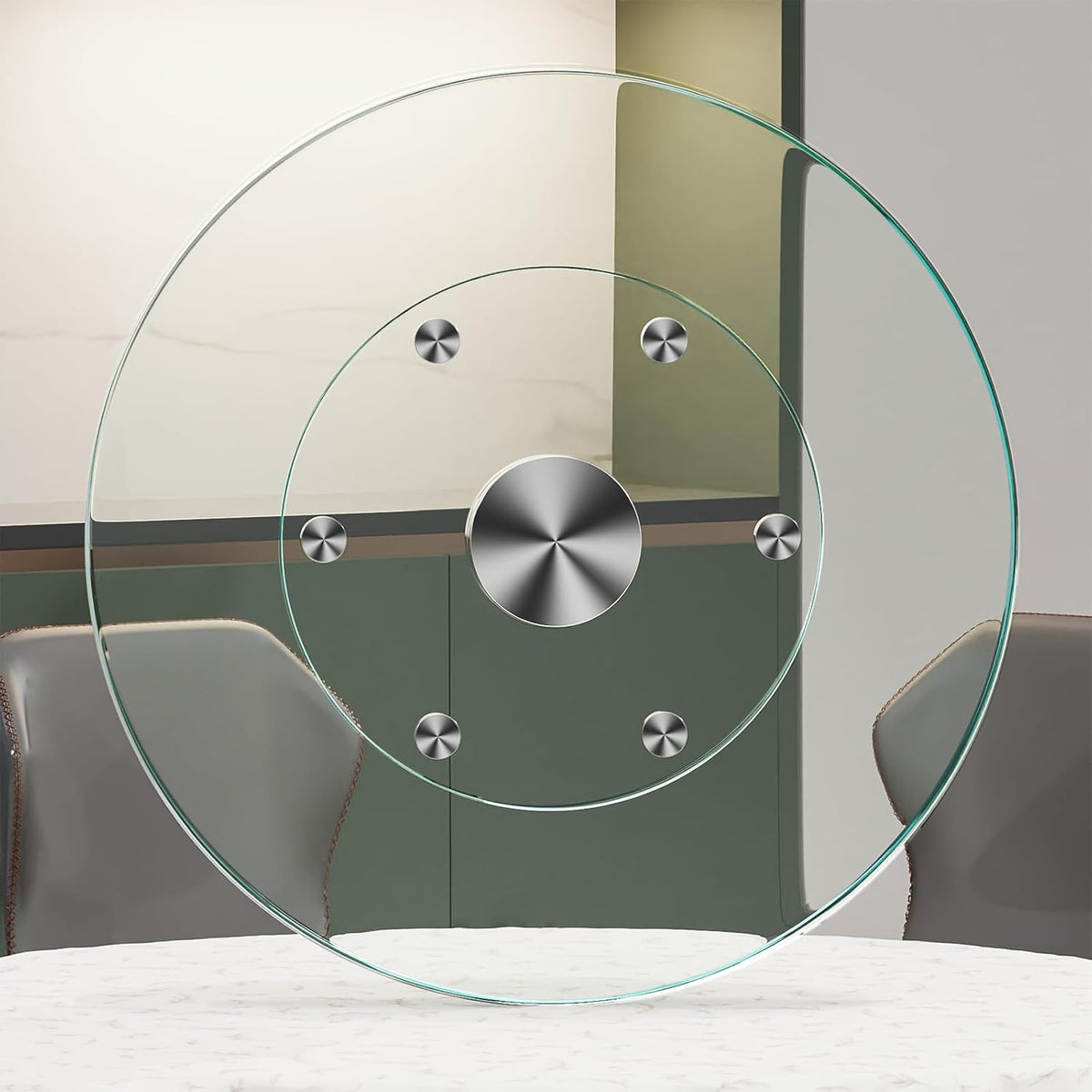 31" Large Lazy Susan for Dining Table Kitchen Glass Turntable with Aluminum Alloy Bearing, Smooth Swivel