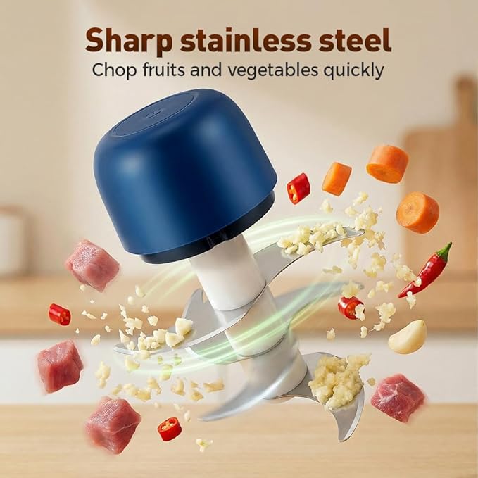 2026 New Electric Garlic Chopper,Vegetable Food Chopper,Mini Food Processor,Portable Rechargeable Cordless Chopper for Onion,Chili,Ginger,Nuts,Meat & Fruits 350ml (Dark green)