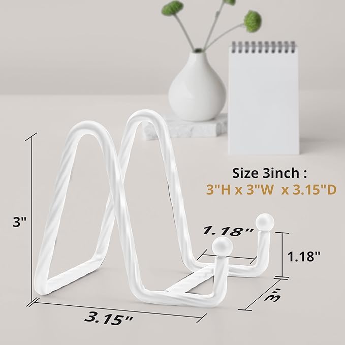 3Inch 3Pack Picture Easels for Display, Metal Decorative Plate Stand, White Picture Holder Stand, Picture Frame Stands for Display, Picture Frame Stand - Plate Display Stands Stand for Sign,Book