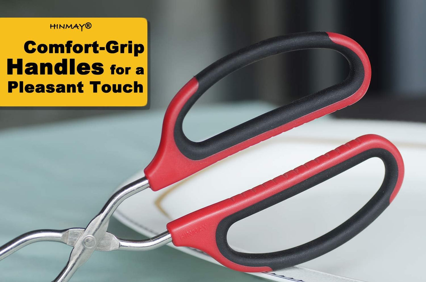 Stainless Steel Scissor Tongs with Comfort-Grip Handle 10-Inch